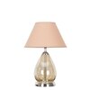 DECADE Smoke Luster Glass and Metal Table Lamp With Beige Cotton Shade