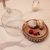 Ireka Homes Sugar Sphere Acacia Wood Cake Stand with Glass Dome