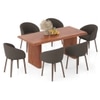 Heston Solid Wood 6 Seater Dining Table with 6 Meryl Lounge Chair (Colour : dark grey; Leg Shade : Dark)
