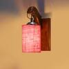 Devansh Solid Wood Electric Wall Light in Brown Colour with Pink Shade Count of 1 Light