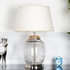 Secret Glass and Metal Table Lamp With White Cotton Shade