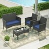 Carry Bird Wicker Patio Furniture Accessorie 4 Seater Sets In Black And Navy Blue Colour