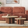 Enzo Set Of 2 Round Solid Wood Coffee Table In Amber Walnut Finish