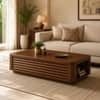 Marlow Sheesham Wood Ribbed Coffee Table in Walnut Finish
