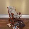 Raycine Solid Wood Rocking Chair in Beige printed Colour