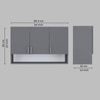 3 Doors Modular Wall Mounted Kitchen Cabinet With Organizer Shelf In Slate Slate Grey Finish
