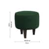 Doe Buck Velvet Round Ottoman Stool in Green Colour with Wooden Legs