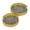 Round Tray Set Of 2 In Green And Pink Colour