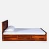 Rangrez Sheesham Wood King Size Bed in Honey Oak Finish with Box Storage