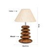Devansh Off-White Cotton Table Lamp With Wood  Pebble Lamp  (10X10X15) Inches