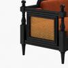 Rattan Solid wood two seater sofa in Black FinishCopper Orange Colour Fabric