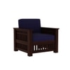 Anjani 3+1+1 Seater Wooden Sofa (BLUE Colour, Dark Walnut Finish)