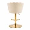 Doe Buck Luxury Beige Velvet Adjustable Bar Stool Chair with Gold Hydraulic Base
