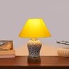 Devansh Conical Yellow Cotton Shade Lamp With Wood & Mosaic Glass Base For Decoration/Office/Home/Gifting/Study For Decoration/Office/Home/Gifting/Study -(10X10X14.5) Inches -A