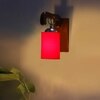 Devansh Solid Wood Electric Wall Light in Brown Colour with Red Shade Count of 1 Light