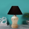 Devansh Conical  Black Cotton Shade  Lamp With  Wood & Mosaic Glass Base For Decoration /Office/Home/Gifting/Study For Decoration /Office/Home/Gifting/Study -(10X10X14.5) Inches -