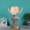 Devansh Rose Bamboo  Shade  Lamp With  Wood & Mosaic Glass Base For Decoration /Office/Home/Gifting/Study For Office/Home/Gifting -(12X12X17.75) Inches -