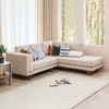 Chiyo Solid Wood L Shape Sofa Set Two Seater Left Aligned Chaise in Beige Colour