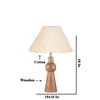 Devansh Off White Cotton Table Lamp With  Wood Natural Base (10X18 Inches)-27