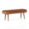Nuvo Solid Wood Upholstered Bench In Amber Walnut Finish and Nappa Tan Leatherette Colour
