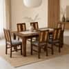 Globally Indian Giselle Solid Sheesham Wood 6 Seater Dining Table Set 6 Chairs Terracotta Orange