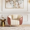 Amora 1 Seater Fabric Sofa In Dual Tone Birch Beige And Sienna Brown Colour