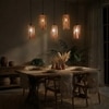 Casa 5 Series Brown Solid Wood Cluster Hanging Light