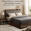 AIAN Adel Queen Size Hydraulic Storage Bed in Walnut Colour