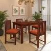 Aura 4 Seater Dining Set with Orange Cushioned Chairs