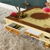 D'Dass Multi Color Mdf and Sheesham Wooden Pooja Chowki With Drawer