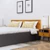 Hexa Engineered Wood Modern Queen Bed With Headboard With Storage In Frosty White And Giant Wood