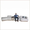 Auracurve Wood 5 Seater With Upholstery Non Storage Sofa In Grey Colour
