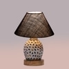 Devansh Conical Blue Jute Shade Lamp With Wood & Mosaic Glass Base For Decoration/Office/Home/Gifting/Study For Decoration/Office/Home/Gifting/Study -(10X10X14.5) Inches -A