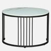 Nxus Square Metal Nesting Coffee Table Set Black Finish White Porcelain Top Set Of 2