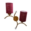 Devansh Metal Electric Wall Light in Gold Colour with Maroon Shade Count of 2 Lights