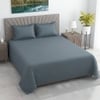 Juno Grey Solid Plain 400 TC Cotton Satin Flat Super King Size Bedsheet with 2 Pillow Covers – Threads