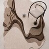Handmade Wool Shaped Rug Modern Abstract Wave Brown Beige 10 x 14 Feet Carpet
