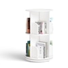 360° Rotating Bookshelf – 2 Tier Wooden Book Storage Rack, White Finish