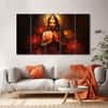 The Castle Decor Goddess Laxmi Wall Painting Wooden Framed 27x48 Inch (Style 2)