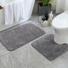 Luxe Home Polyester Newman Contour Bath Mat Set of 2 (Silver 45x75 cm & 40x45)