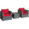 Carry Bird Wicker Patio Furniture Outdoor Balcony Chairs In Grey And Red Colour