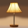 Devansh Off-White Cotton Vintage Straight Pleated   Lamp With Natural  Wood Base  & Steel Pipe  (12X19)