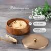 Classic Acacia Wood Roti Box With Tong Gold