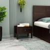 Square Solid Wood Box Bedside Table in Walnut Finish