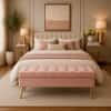 Doe Buck Velvet Tufted Storage Bench in Pink Colour with Gold Legs