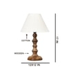 Devansh Off-White Cotton Vintage Straight Pleated   Lamp With Wood Base  (12X12X17)