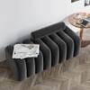 Wooden Twist Veylo Modern Line Design Bench with Round Back Pillow in Grey Colour