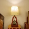 Charlotte Brown Wooden Table Lamp with White Jute Lampshade