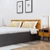 Hexa Engineered Wood Modern King Bed With Headboard With Storage In Slate Grey And Giant Wood