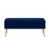 Doe Buck Velvet Tufted Storage Bench in Blue Colour with Gold Legs